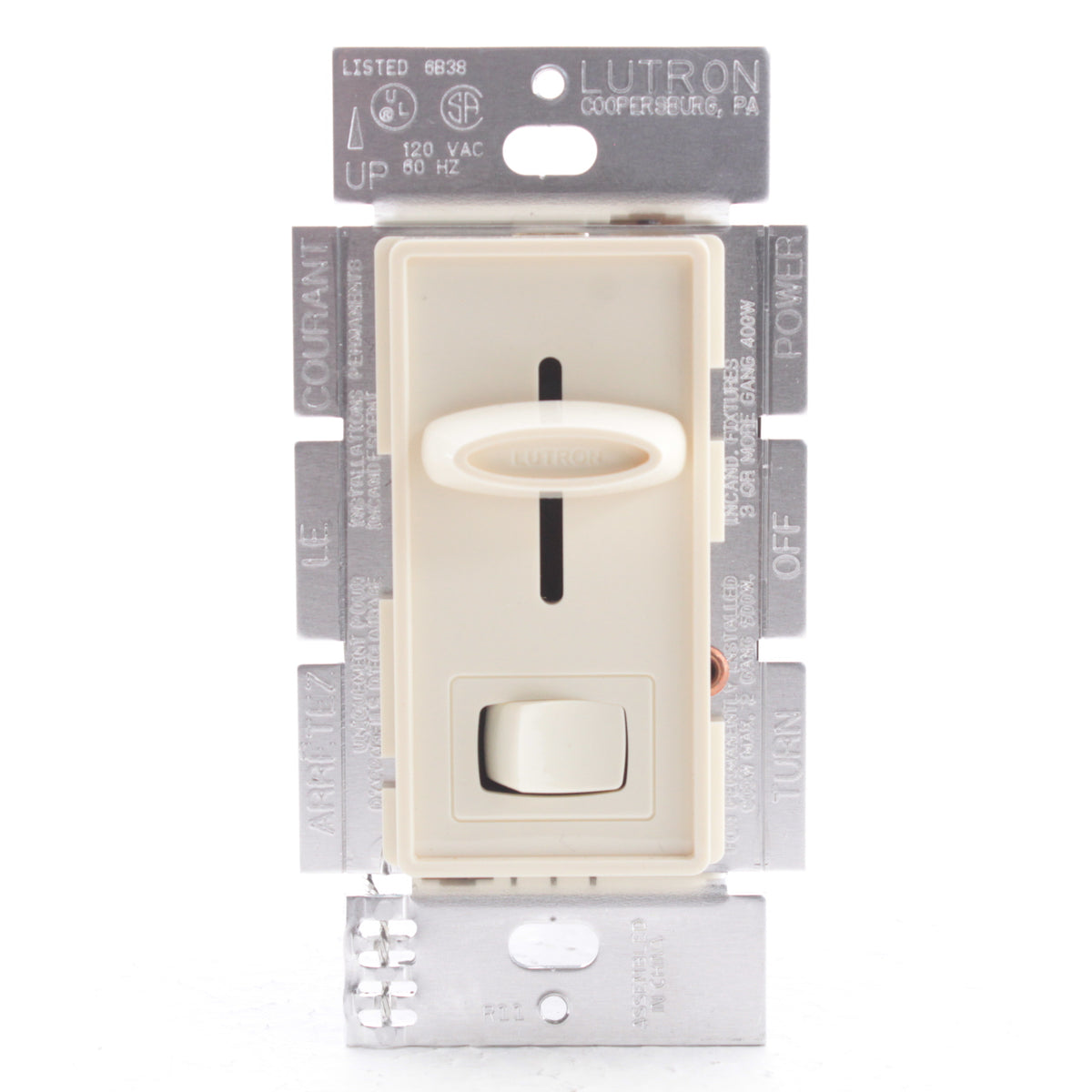 Lutron Skylark Almond 3-Way Incandescent 600W Dimmer Preset Switch S-603P-AL