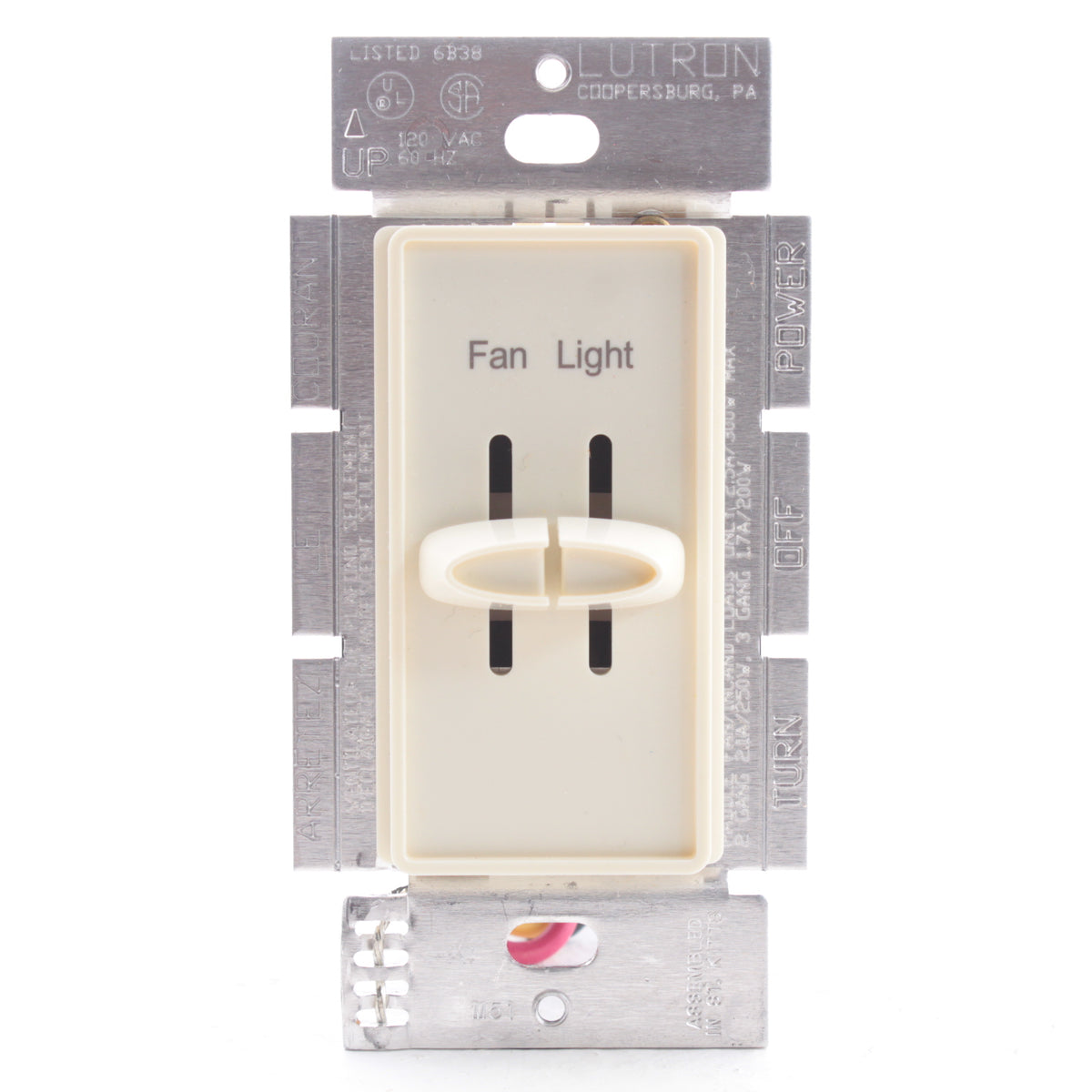 Lutron Almond Skylark 1-Pole Dual Slide 300W Dimmer 2.5A Fan Control S2-LF-AL