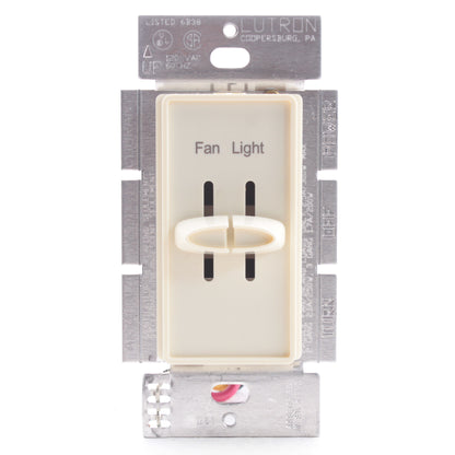 Lutron Almond Skylark 1-Pole Dual Slide 300W Dimmer 2.5A Fan Control S2-LF-AL