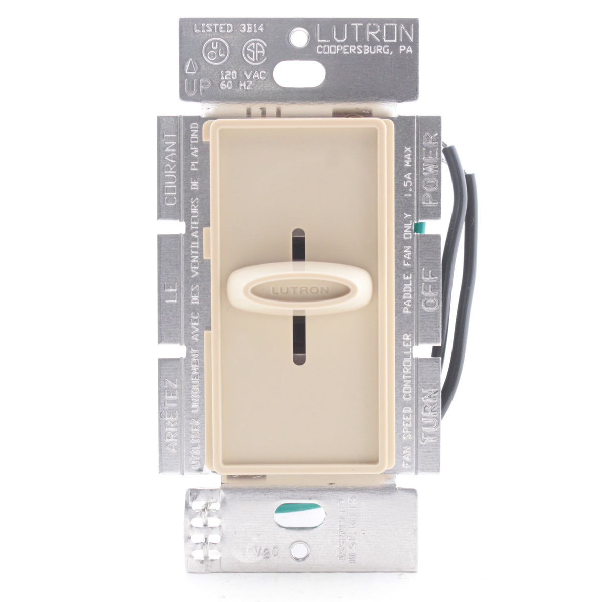 Lutron Ivory Single Pole 3-Speed Ceiling Fan Speed Control 1.5A 120V SFSQ-F-IV