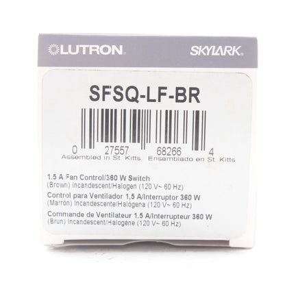 Lutron Skylark Brown 1.5A Ceiling Fan Speed 360W Light Switch Control SFSQ-LF-BR