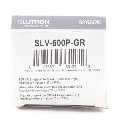 Lutron Gray Magnetic Low Volt Single Pole Dimmer Preset 600VA 450W SLV-600P-GR
