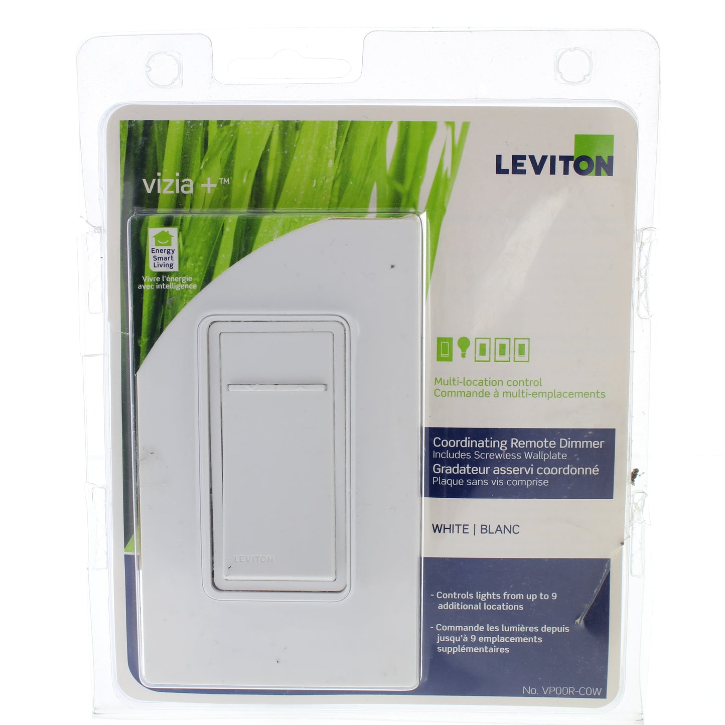 Leviton White Remote Switch for Vizia+ Dimmer Ceiling Fan Control VP00R-C0W