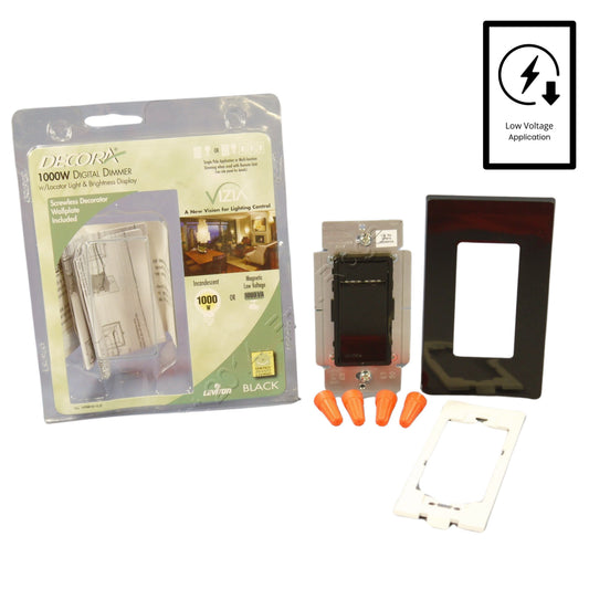 Leviton VPM10-1LE Black Vizia+ Light Dimmer Switch 1000W Magnetic Low Voltage
