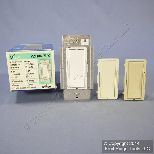 Leviton VZH06-7LX Almond Vizia White Ivory Eco Fluorescent Dimmer Switch 6A 277V