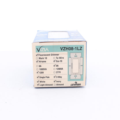 Leviton VZH08-1LZ Almond Vizia White Ivory Lt. Eco Fluorescent Dimmer Switch 8A