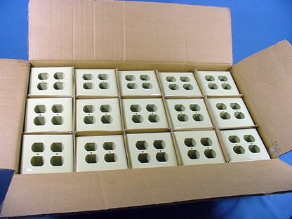 GE 2-Gang Ivory Unbreakable Duplex Receptacle Outlet Wallplate w/o Screws 600pcs