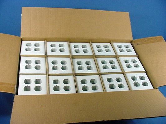 GE 2-Gang White Unbreakable Duplex Outlet Receptacle Wallplate w/o Screws 600pc