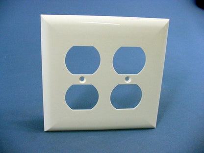 GE 2-Gang White Unbreakable Duplex Outlet Receptacle Wallplate w/o Screws 600pc