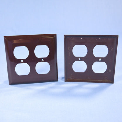 GE Brown 2-Gang Duplex Receptacle Outlet Unbreakable Wallplates w/o Screws 750pc