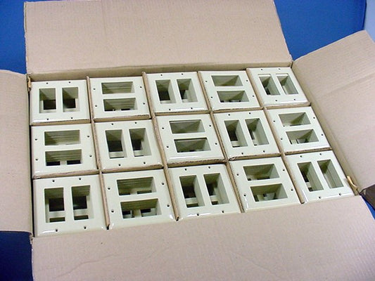GE Ivory 2-Gang Decorator GFCI Rocker Unbreakable Wallplates w/o Screws 600pcs