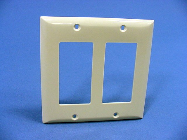 GE Ivory 2-Gang Decorator GFCI Rocker Unbreakable Wallplates w/o Screws 600pcs