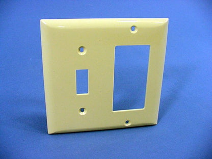 GE Ivory 2-Gang Toggle Switch Decorator Unbreakable Wallplate w/o Screws 600pcs
