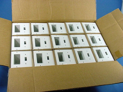 GE White 2-Gang Toggle Switch Decorator Unbreakable Wallplate w/o Screws 600pcs
