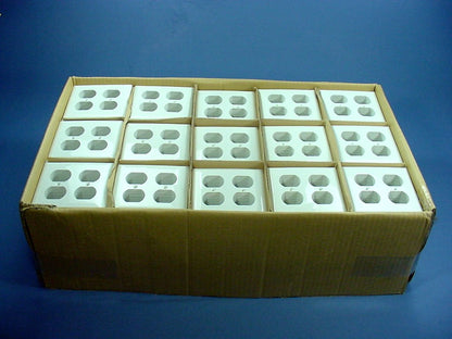 GE 2-Gang White Unbreakable Duplex Outlet Receptacle Wallplates w/o Screws 750pk