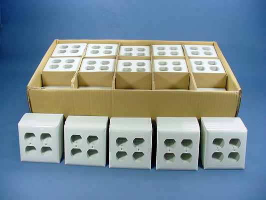 GE 2-Gang White Unbreakable Duplex Outlet Receptacle Wallplates w/o Screws 750pk