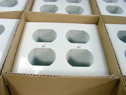 GE 2-Gang White Unbreakable Duplex Outlet Receptacle Wallplates w/o Screws 750pk