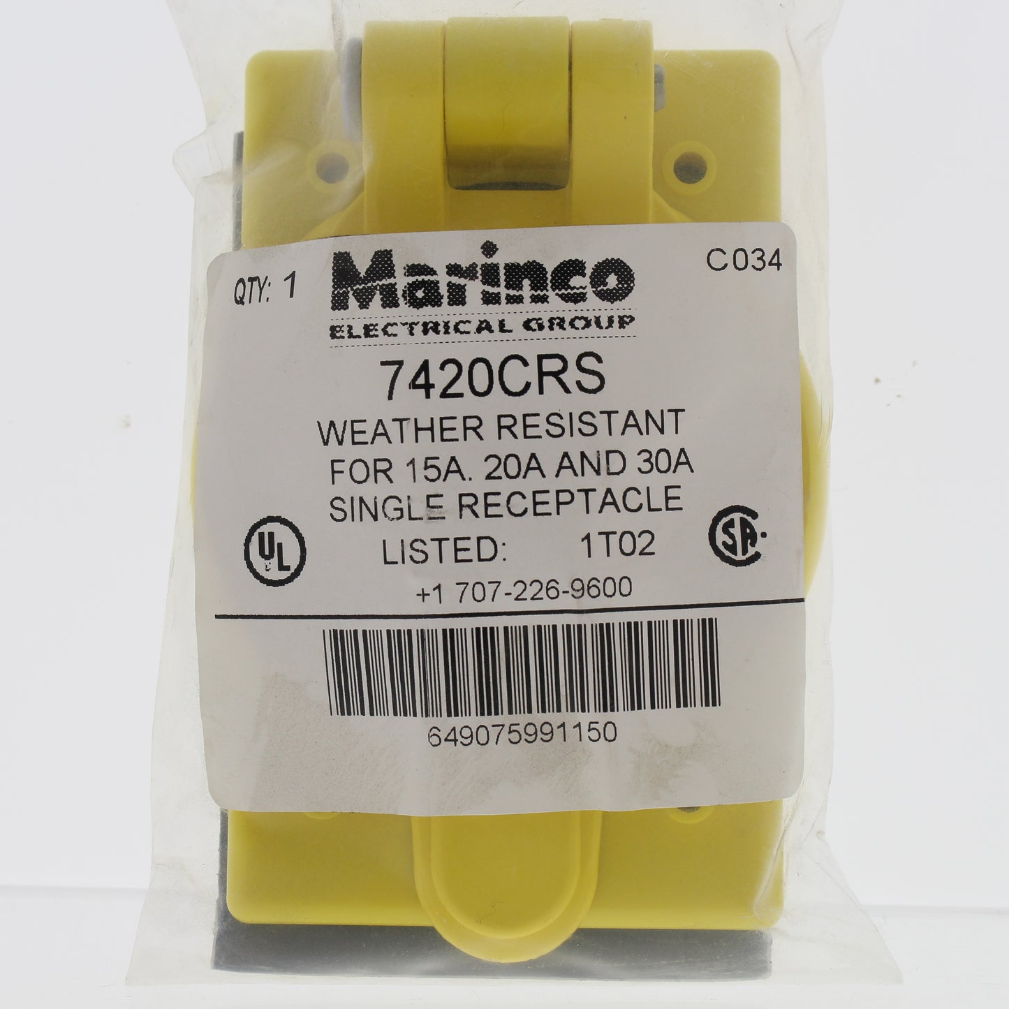 Marinco 7420CR Weather Resistant Single 1.6 Hole Receptacle Self-Closing Cover