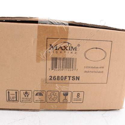 Maxim 2680FTSN Malaga Flush Mount 2-Light 120 Total Watts Satin Nickel
