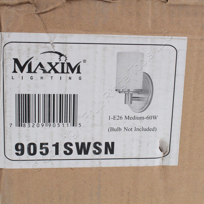 Maxim 9051SWSN Cylinder Satin White Glass Wall Sconce 1-Light 100W 10"H x 4"W