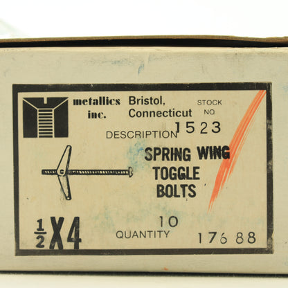 Metallics 1523 Spring Wing 1/2" x 4" Toggle Bolts Straight Slot 10-Pack