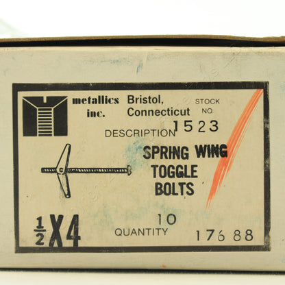 Metallics 1523 Spring Wing 1/2" x 4" Toggle Bolts Straight Slot 10-Pack