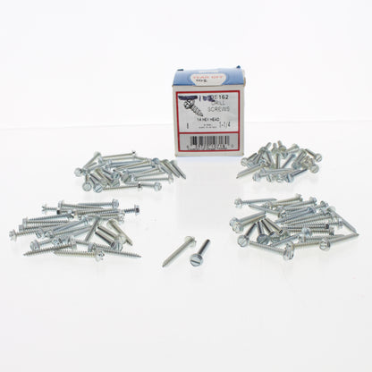 102-Pack Metallics #8 x 1-1/4" Drill Screws 1/4" Hex/Slotted Head Zinc DS162