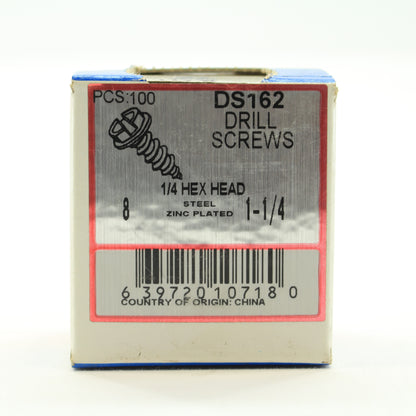108-Pack Metallics #8 x 1-1/4" Drill Screws 1/4" Hex/Slotted Head Zinc DS162
