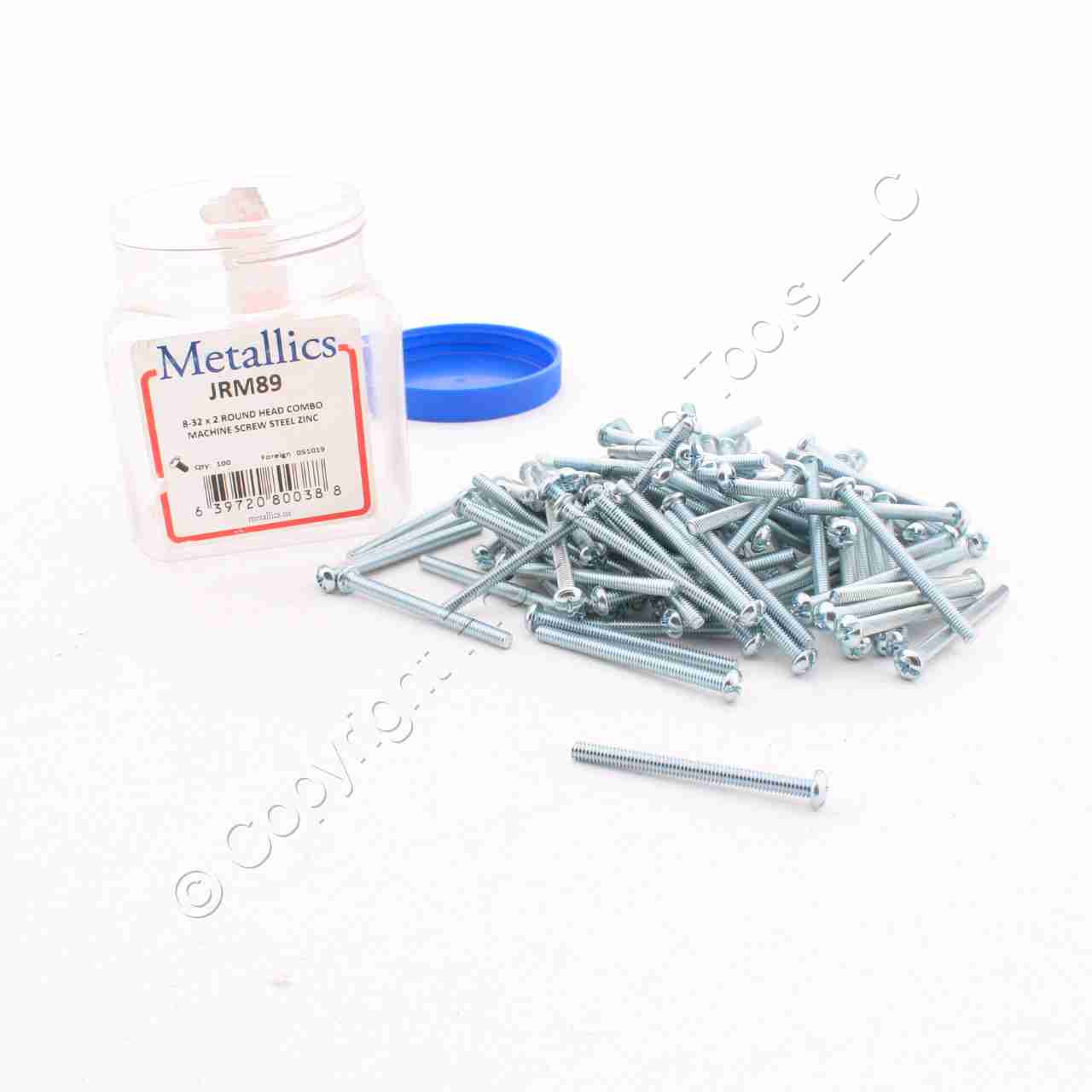 Metallics JRM89 8-32 x 2 Round Head Combo Machine Screw Steel Zinc- 99 Pack