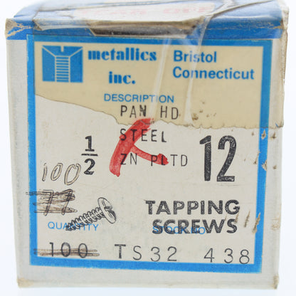 100PK Metallics Tapping Screw #12 x 1/2" Pan Head Slotted