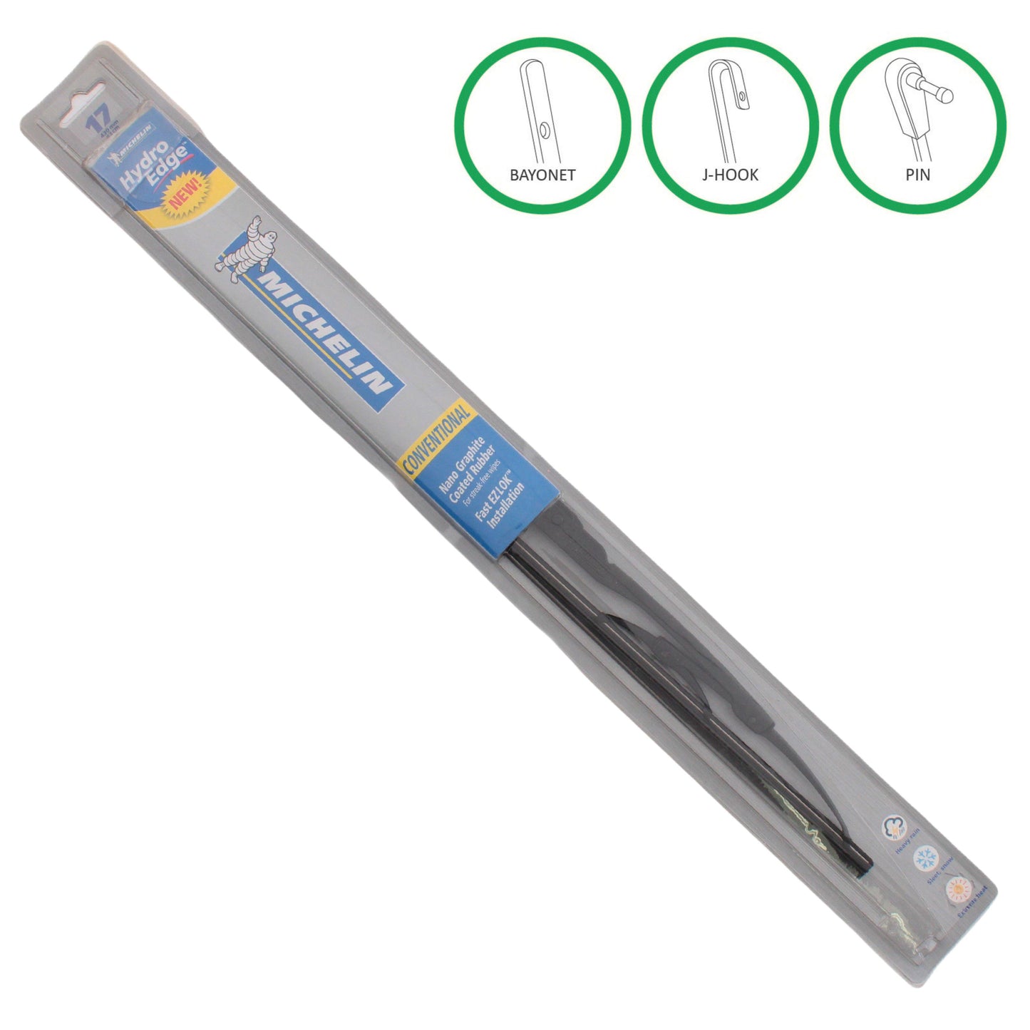 Michelin Hydro Edge 17" Conventional Nano Graphite Coated Rubber Wiper Blade