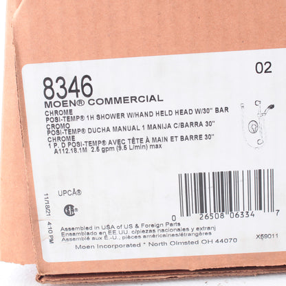 Moen 8346 Chrome Posi-Temp® Pressure Balancing 4-Port Cycling Valve Shower Kit