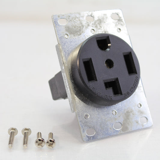 Morris 82522 Black 30A Flush Dryer Range Receptacle Outlet 4-Wire 125/250V