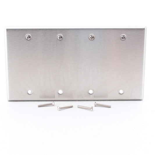 Morris 83844 4-Gang Non-Magnetic Stainless Steel Blank Cover Wallplate Box Mount