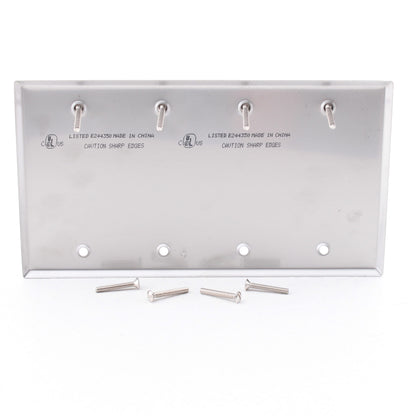 Morris 83844 4-Gang Non-Magnetic Stainless Steel Blank Cover Wallplate Box Mount
