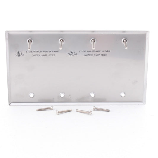 Morris 83844 4-Gang Non-Magnetic Stainless Steel Blank Cover Wallplate Box Mount