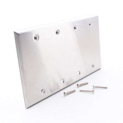 Morris 83844 4-Gang Non-Magnetic Stainless Steel Blank Cover Wallplate Box Mount