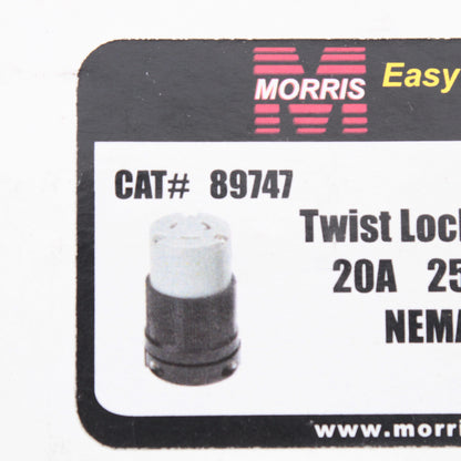 Morris 89747 Turn Twist Locking Plug Connector Industrial NEMA L6-20R 20A 250V