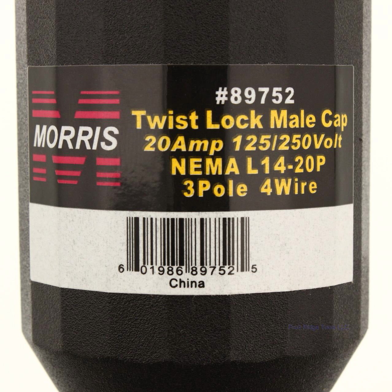 Morris #89752 Twist Locking Male Cap Connector Plug 20A 125/250V NEMA L14-20P