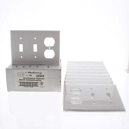 Mulberry 32543 White 3-Gang Toggle Duplex Unbreakable Standard Wallplates 10pcs