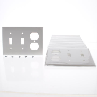 Mulberry 32543 White 3-Gang Toggle Duplex Unbreakable Standard Wallplates 10pcs