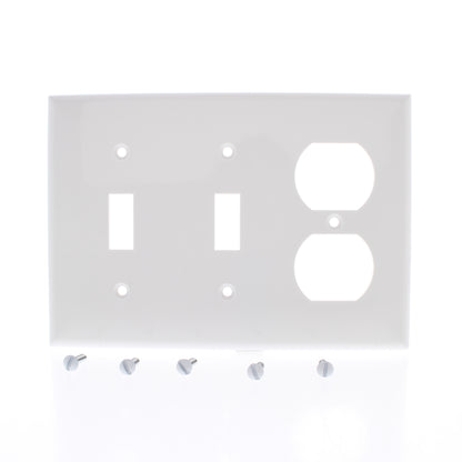Mulberry 32543 White 3-Gang Toggle Duplex Unbreakable Standard Wallplates 10pcs