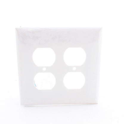 Mulberry 32802 White 2-Gang Duplex Outlet Unbreakable Nylon Midi Wallplate Cover