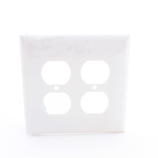 Mulberry 32802 White 2-Gang Duplex Outlet Unbreakable Nylon Midi Wallplate Cover