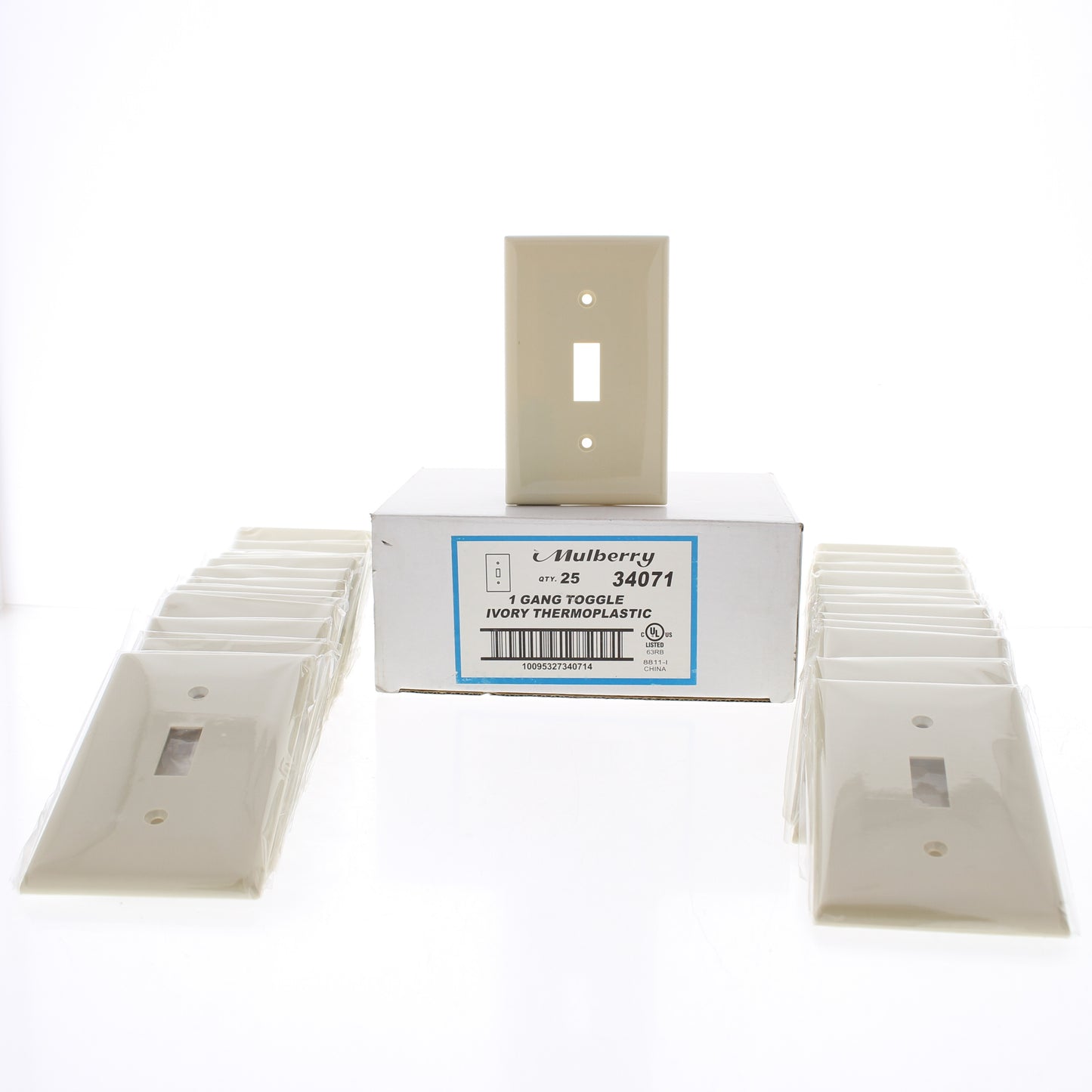 Mulberry 34071 Ivory 1-Gang Toggle Switch Unbreakable Standard Wallplates 25pcs