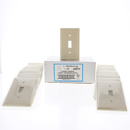 Mulberry 34071 Ivory 1-Gang Toggle Switch Unbreakable Standard Wallplates 25pcs