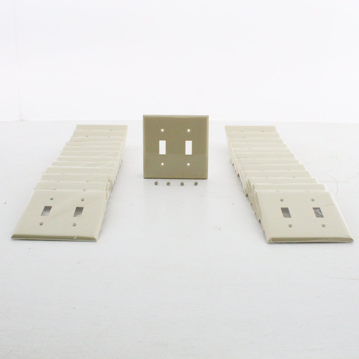 Mulberry 34072 Ivory 2-Gang Toggle Switch Unbreakable Standard Wallplates 25pcs