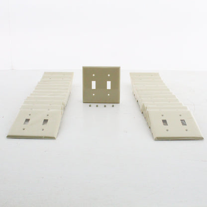 Mulberry 34072 Ivory 2-Gang Toggle Switch Unbreakable Standard Wallplates 25pcs
