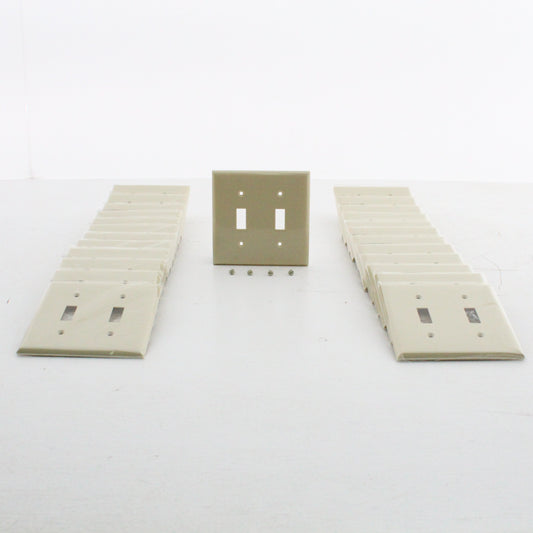 Mulberry 34072 Ivory 2-Gang Toggle Switch Unbreakable Standard Wallplates 25pcs