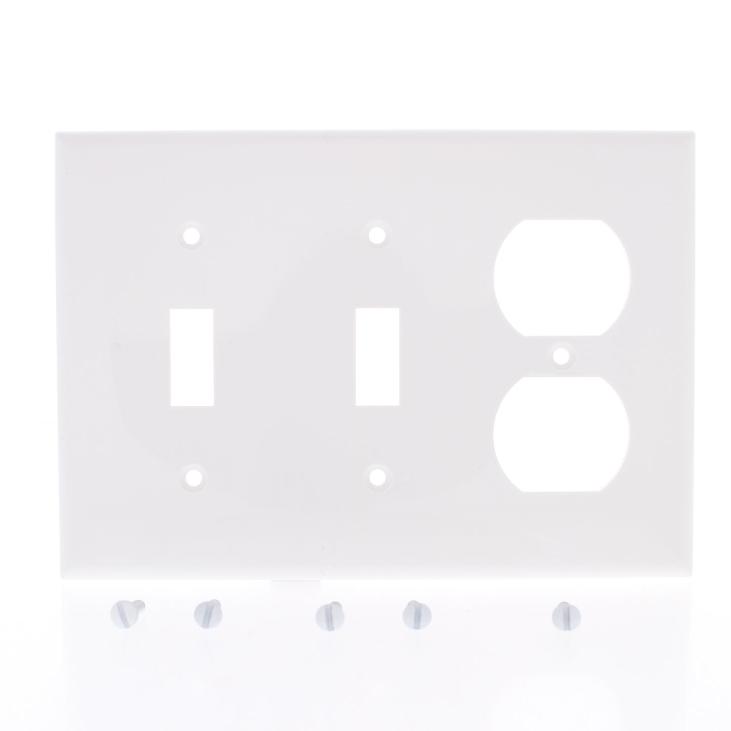 Mulberry White UNBREAKABLE 3-Gang Toggle Switch Cover Duplex Outlet Wallplate